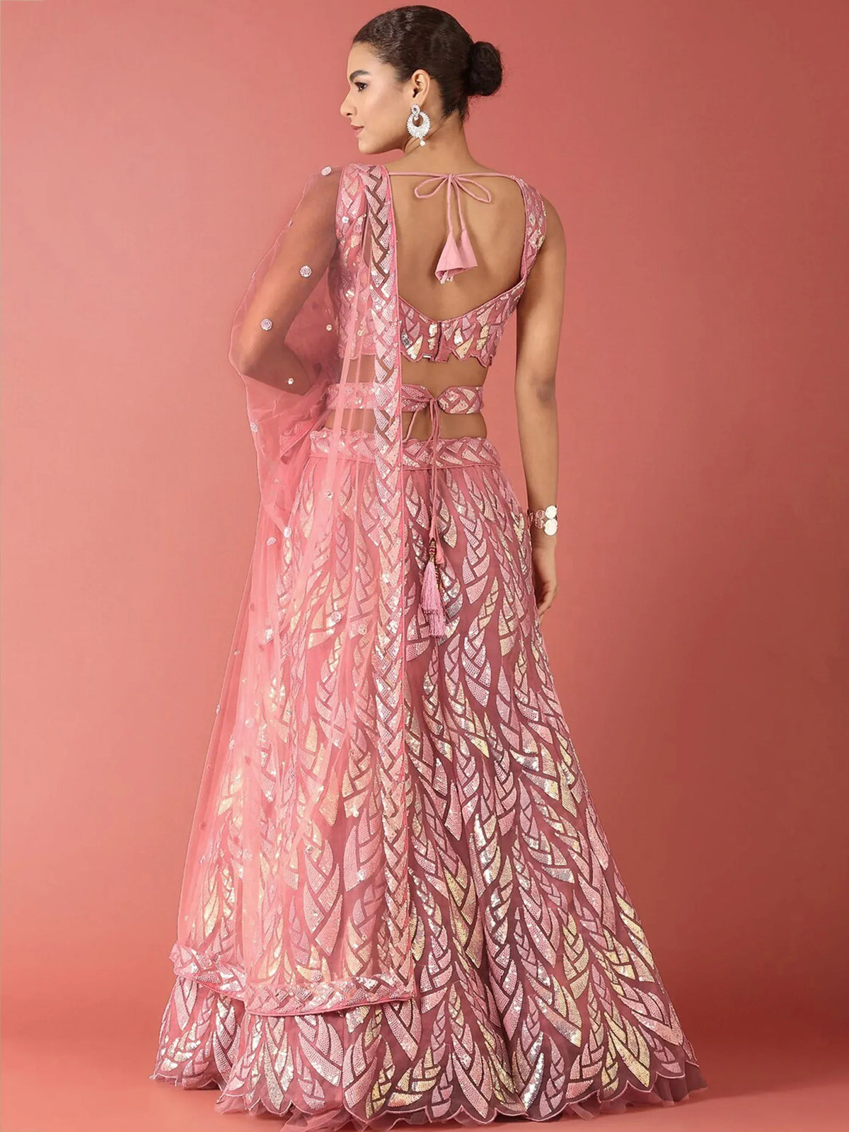 Fantastic Pink Sequins Net Reception Wear Lehenga Choli With Dupatta