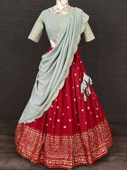 Lovely Maroon Sequins Embroidered Georgette Party Wear Lehenga Choli