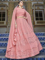 Charismatic Pink Sequins Embroidered georgette Lehenga Choli