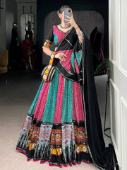 Gleaming Pink Rayon Bandhani Printed Festival Wear Lehenga Choli