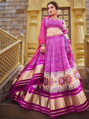 Gorgeous Purple Digital Print Gaji Silk Lehenga Choli