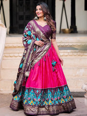 Delicate Pink Dola Silk Patola Printed Navratri Wear Lehenga Choli