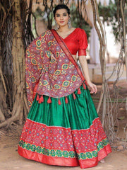 Classic Green Patola Printed Silk Occasion Wear Lehenga Choli