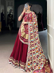 Alluring Maroon Georgette Digital Printed Festival Wear Lehenga Choli