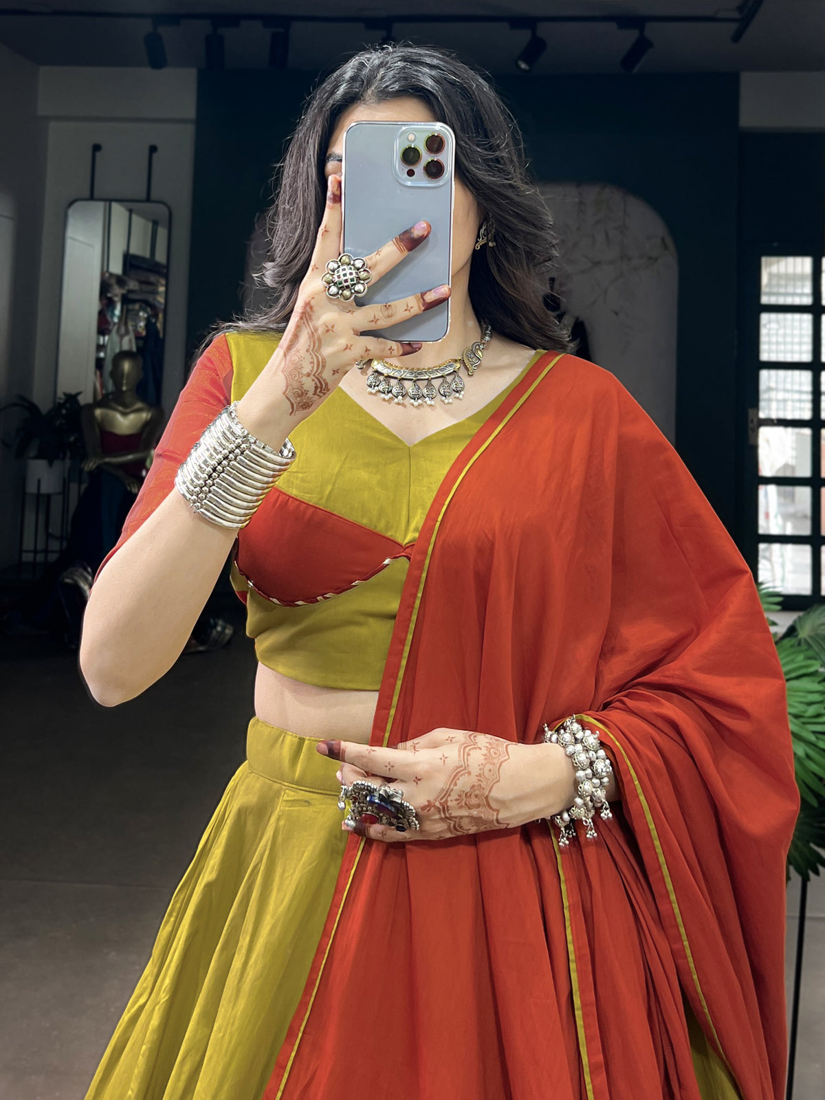 Fresh Mustard Yellow Gota Laced Navratri Wear Lehenga Choli With Dupatta