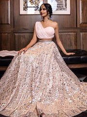 Gorgeous Pink Embroidery Georgette Party Wear Lehenga Choli