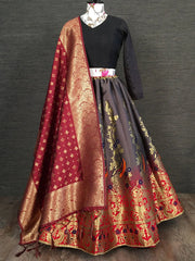 Gorgeous Grey Silk Zari Weaving Festival Wear Lehenga Choli