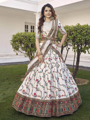 Incredible White Sequins Embroidered Silk Wedding Wear Lehenga Choli