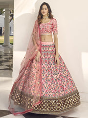 Enchanting Light Pink Sequins Embroidered Silk Wedding Wear Lehenga Choliv