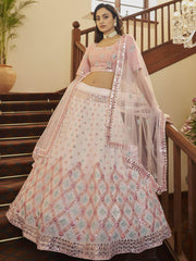 Charming Light Pink Gota Patti Embroidered Georgette Party Wear Lehenga Choli