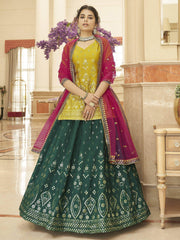 Fabulous Green Sequins Embroidered Chinon Festival Wear Lehenga Choli