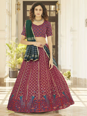 Desirable Deep Pink Thread Sequins Georgette Designer Lehenga Choli
