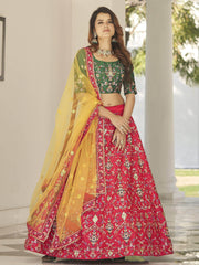 Unique Red Sequins Embroidered Silk Festive Lehenga Choli