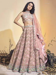 Exquisite Baby Pink Hand Work Soft Net Event Wear Lehenga Choli