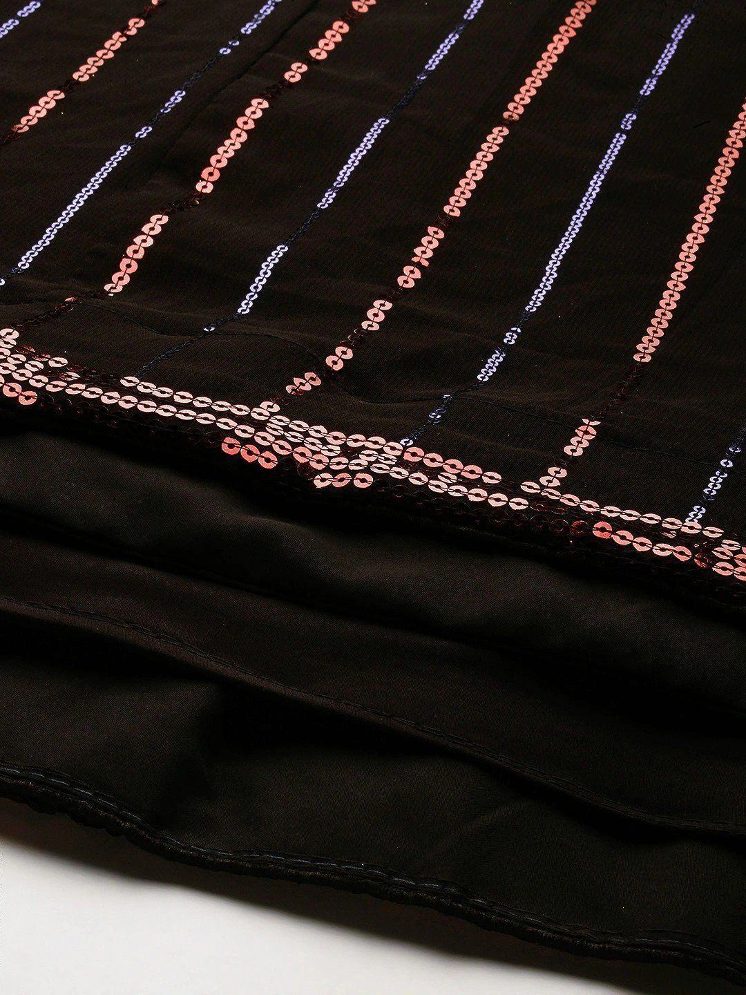 Black Embellished Sequinned Semi-Stitched Myntra Lehenga & Unstitched Blouse With Dupatta