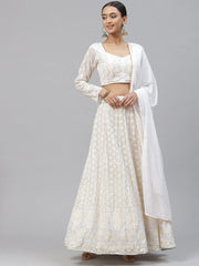 Impressive White Sequins Bridesmaid Lehenga Choli