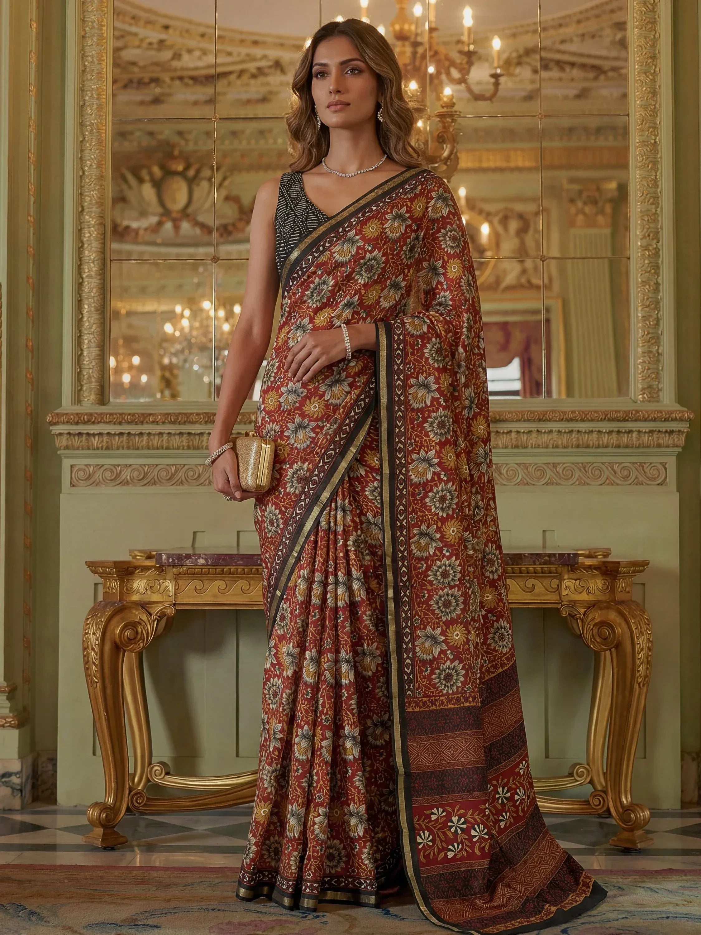 Stunning Maroon Zari Weaving Silk Wedding Wear Saree With Blouse