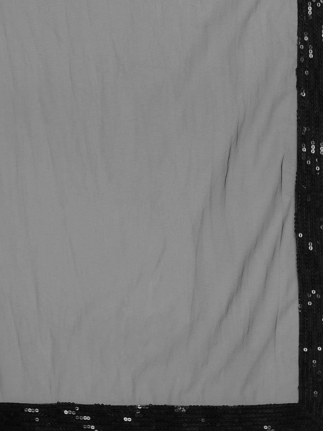 Black sequin border on sheer fabric, ethnic wear detail