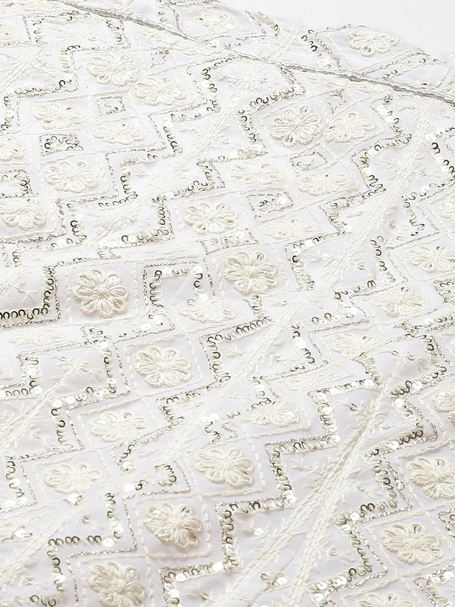 Impressive White Sequins Bridesmaid Lehenga Choli