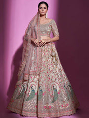 Unimaginable Cream Sequins Embroidered Soft Net Lehenga Choli