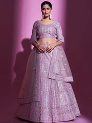 Fantastic Light-Purple Sequins Embroidered Soft Net Lehenga Choli