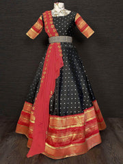 Mesmerizing Black Jacquard Zari Weaving Lehenga Choli With Dupatta