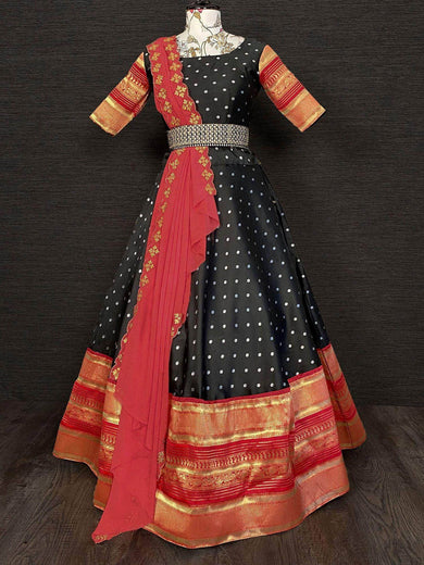 Mesmerizing Black Jacquard Zari Weaving Lehenga Choli With Dupatta