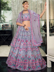 Abundant Purple Sequins Embroidered Lehenga Choli With Dupatta