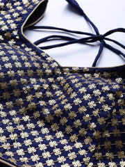 Navy Blue Embroidered Semi-Stitched Myntra Lehenga & Unstitched Blouse with Dupatta