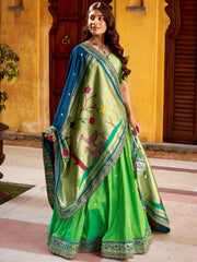 Beautiful Green Zari Weaving Silk Wedding Wear Lehenga Choli