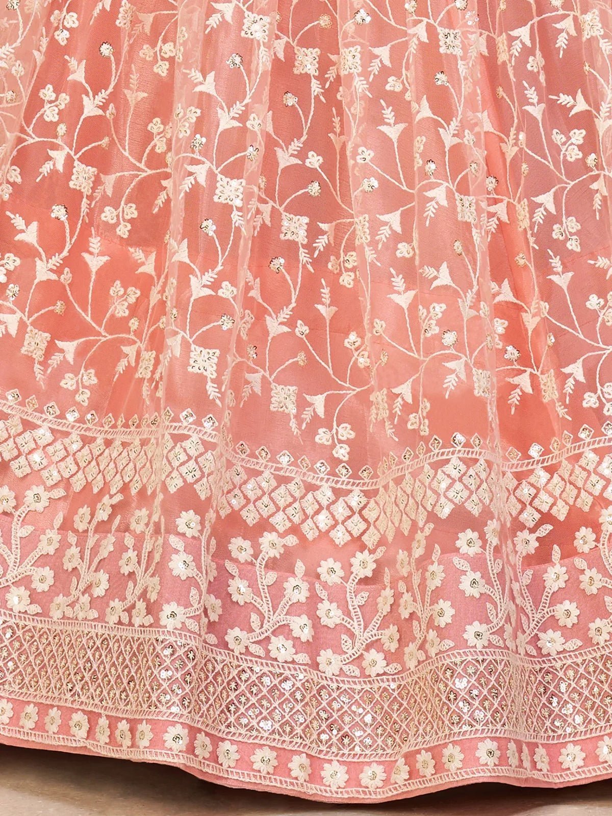 Adoring Pink Embroidered Net Bridesmaid Wear Plus Size Lehenga Choli