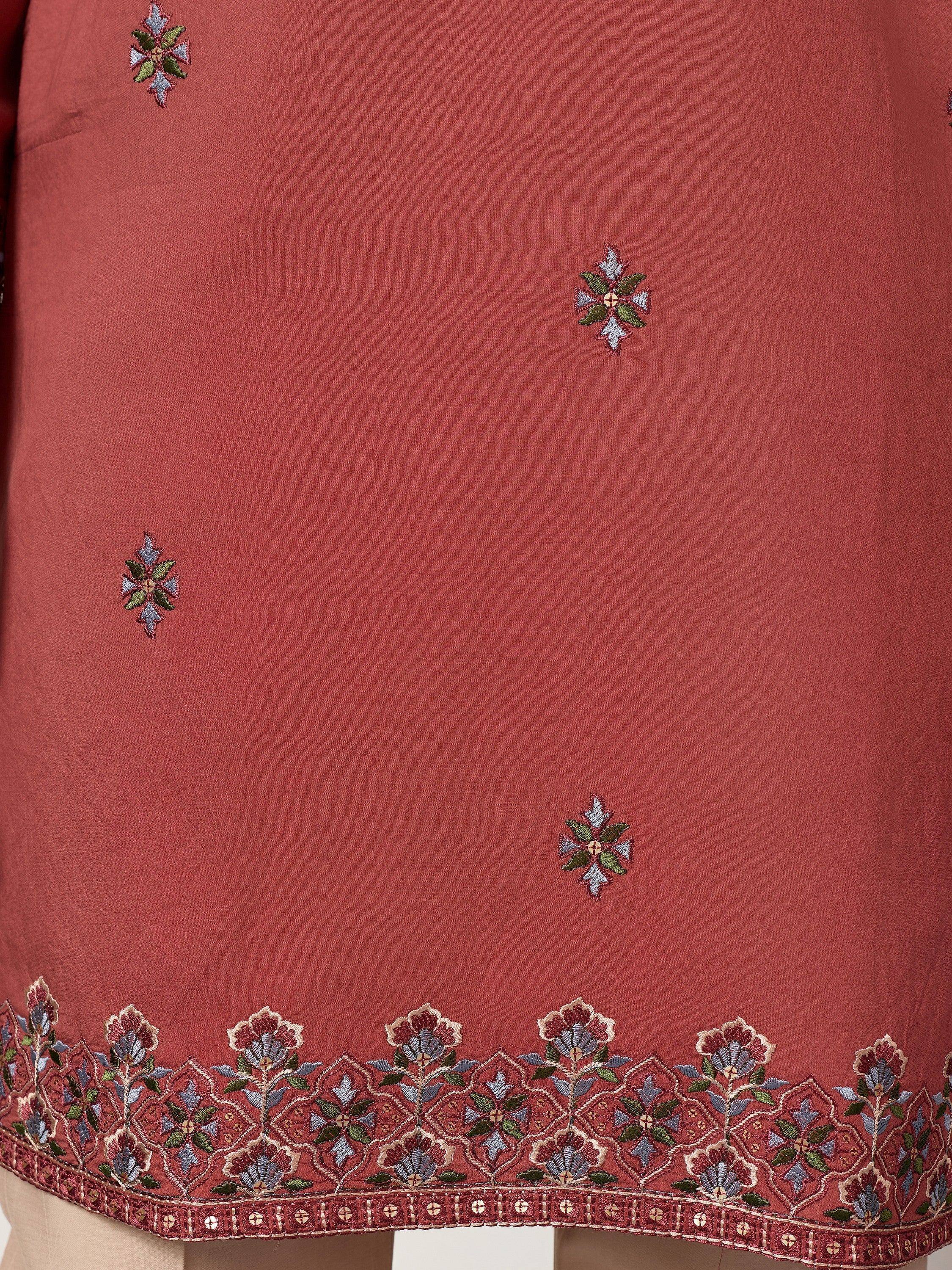 Great Dusty Pink Embroidered Silk Wedding Wear Men’s Kurta With Dupatta
