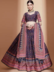 Alluring Purple Digital Printed Chinon Festive Wear Lehenga Choli