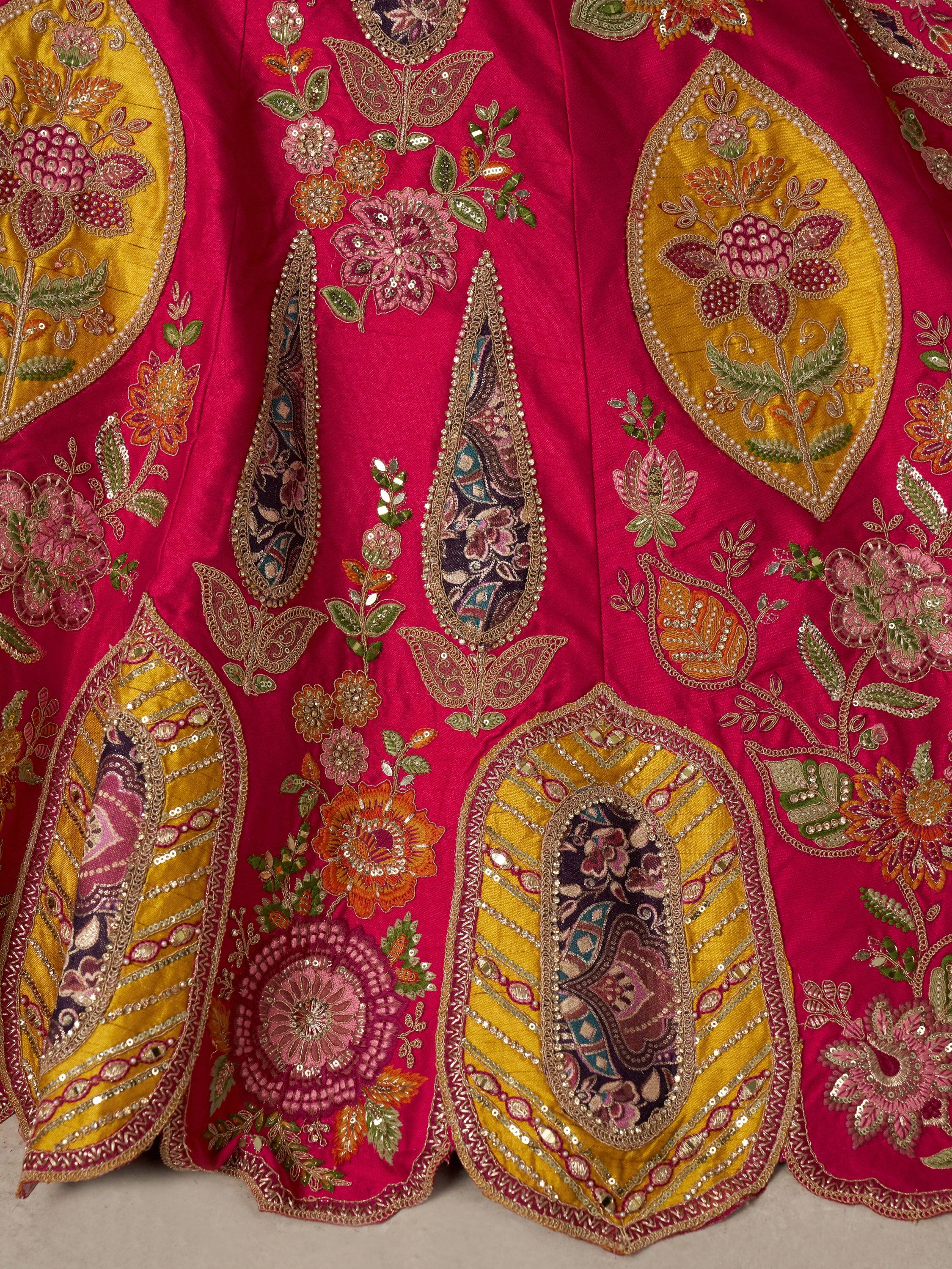 Rich Rani Pink Heavy Embroidery Silk Bridal Lehenga Choli With Dupatta
