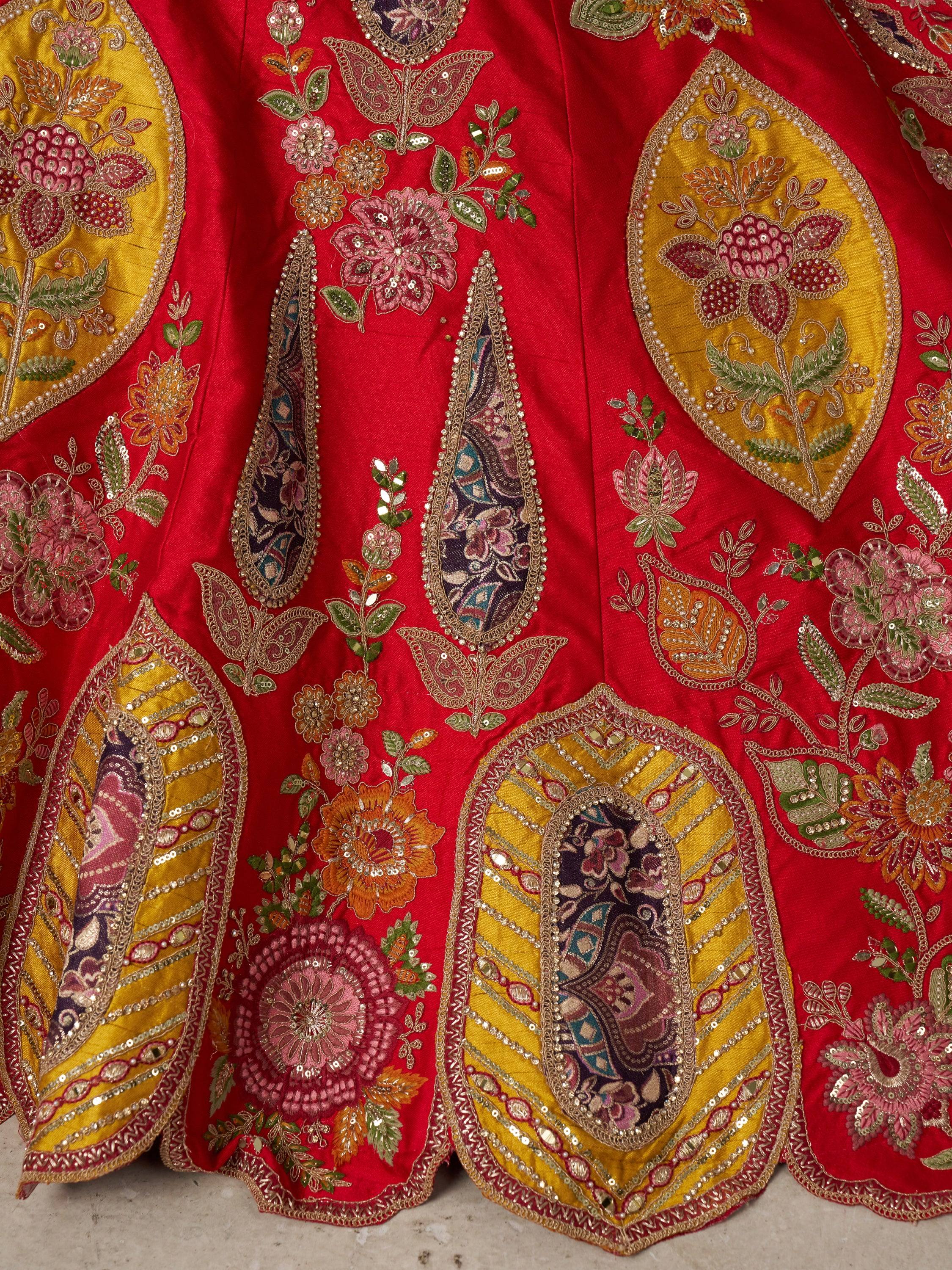 Royal Red Zari Work Silk Bridal Lehenga Choli With Dupatta