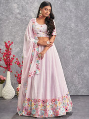 Wonderful Light Pink Sequins Embroidery Georgette Lehenga Choli