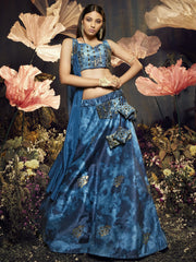 Graceful Blue Sequins Embroidered Velvet Lehenga Choli