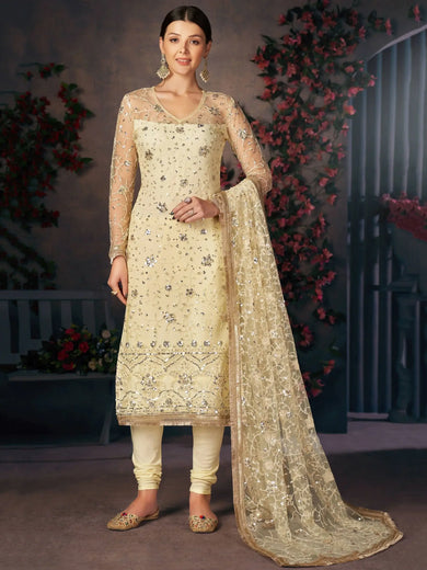 Lavish Lemon Yellow Embroidery Festival Salwar With Dupatta