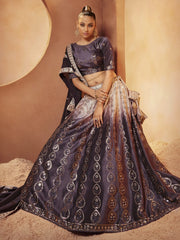 Amazing Purple Sequins Embroidered Velvet Lehenga Choli