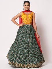 Impressive Green Silk Shibori Print Fancy Lehenga Choli