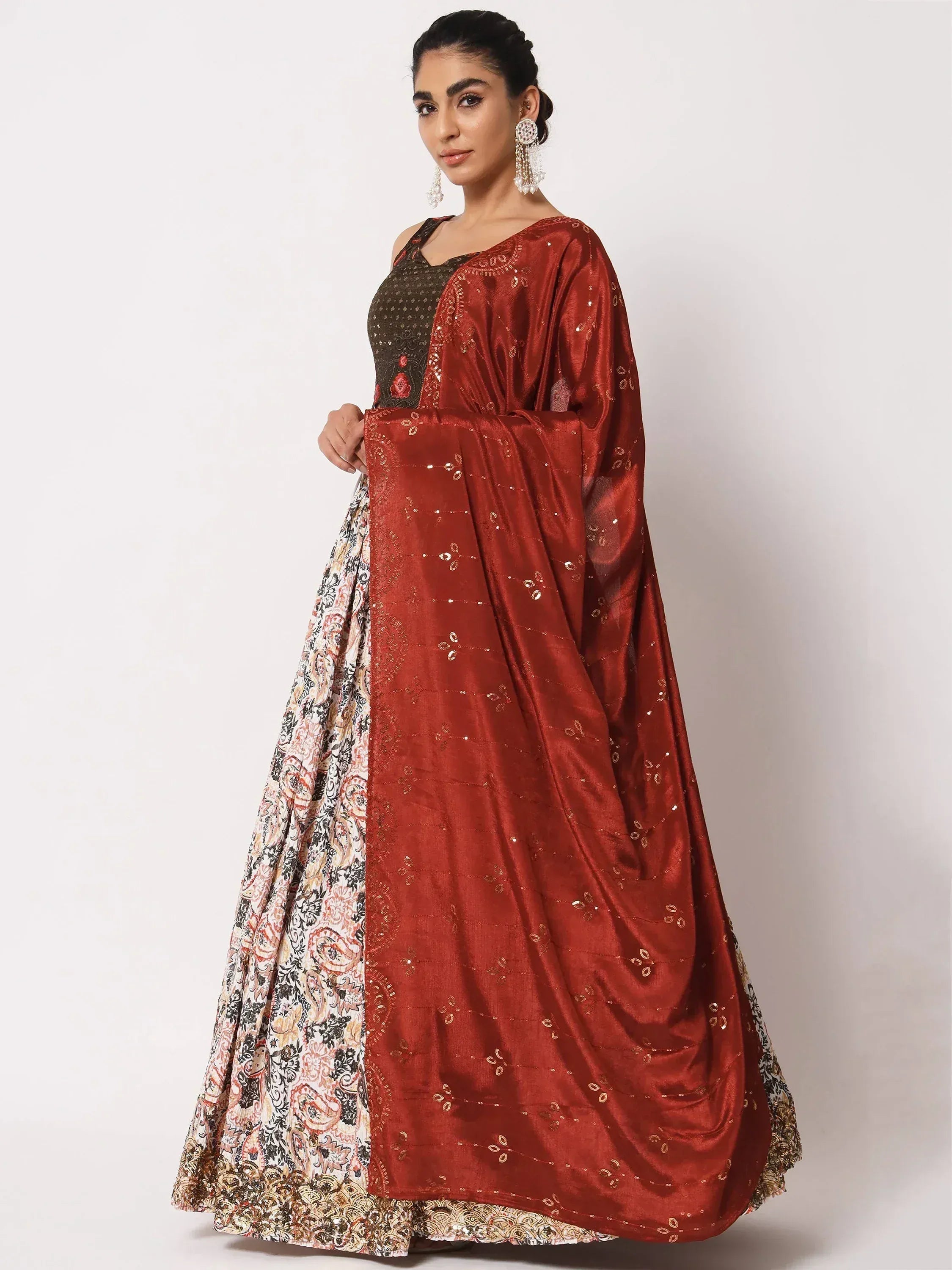 Pretty White Art Silk Printed Fancy Party Lehenga Choli