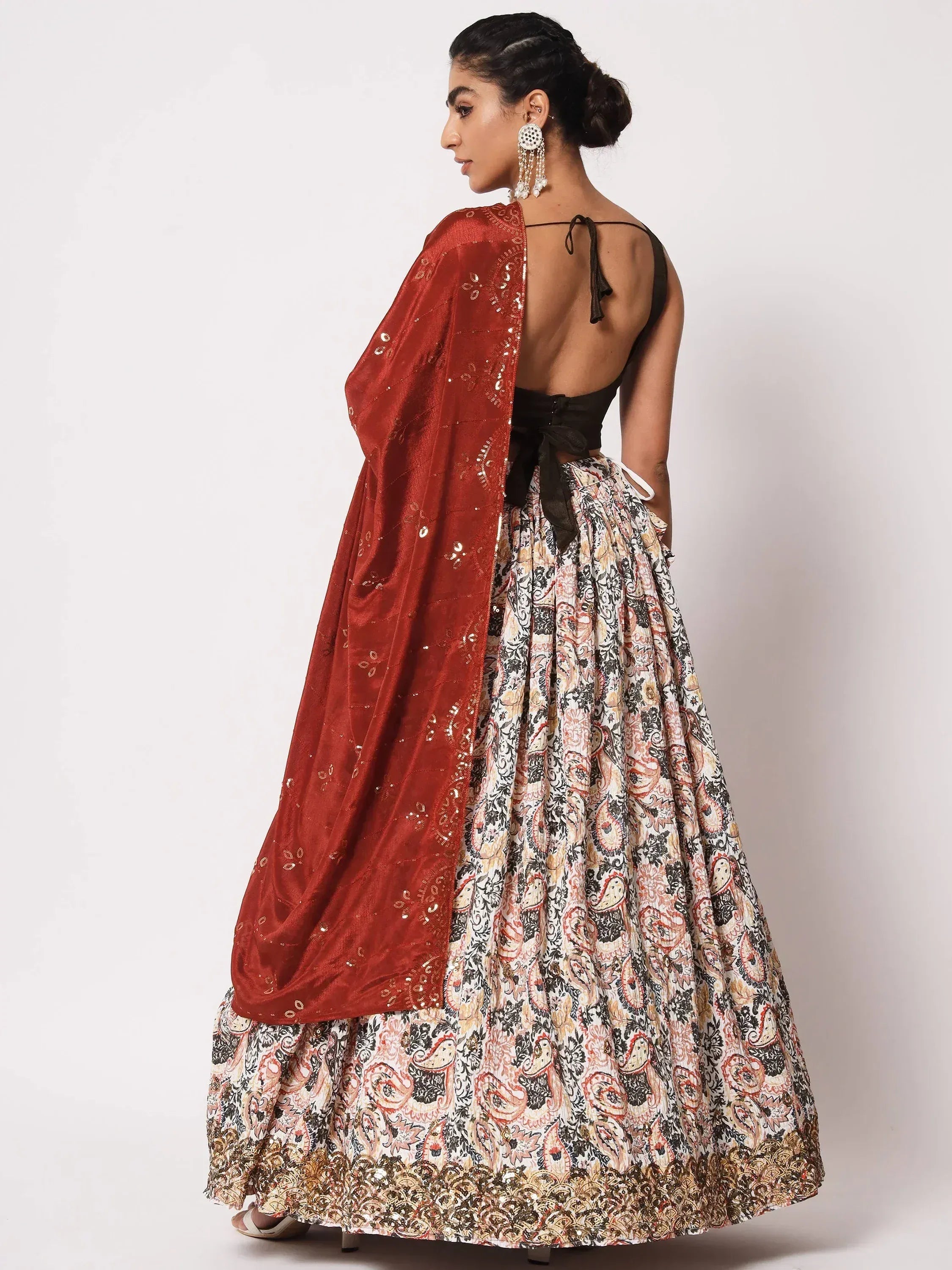 Pretty White Art Silk Printed Fancy Party Lehenga Choli