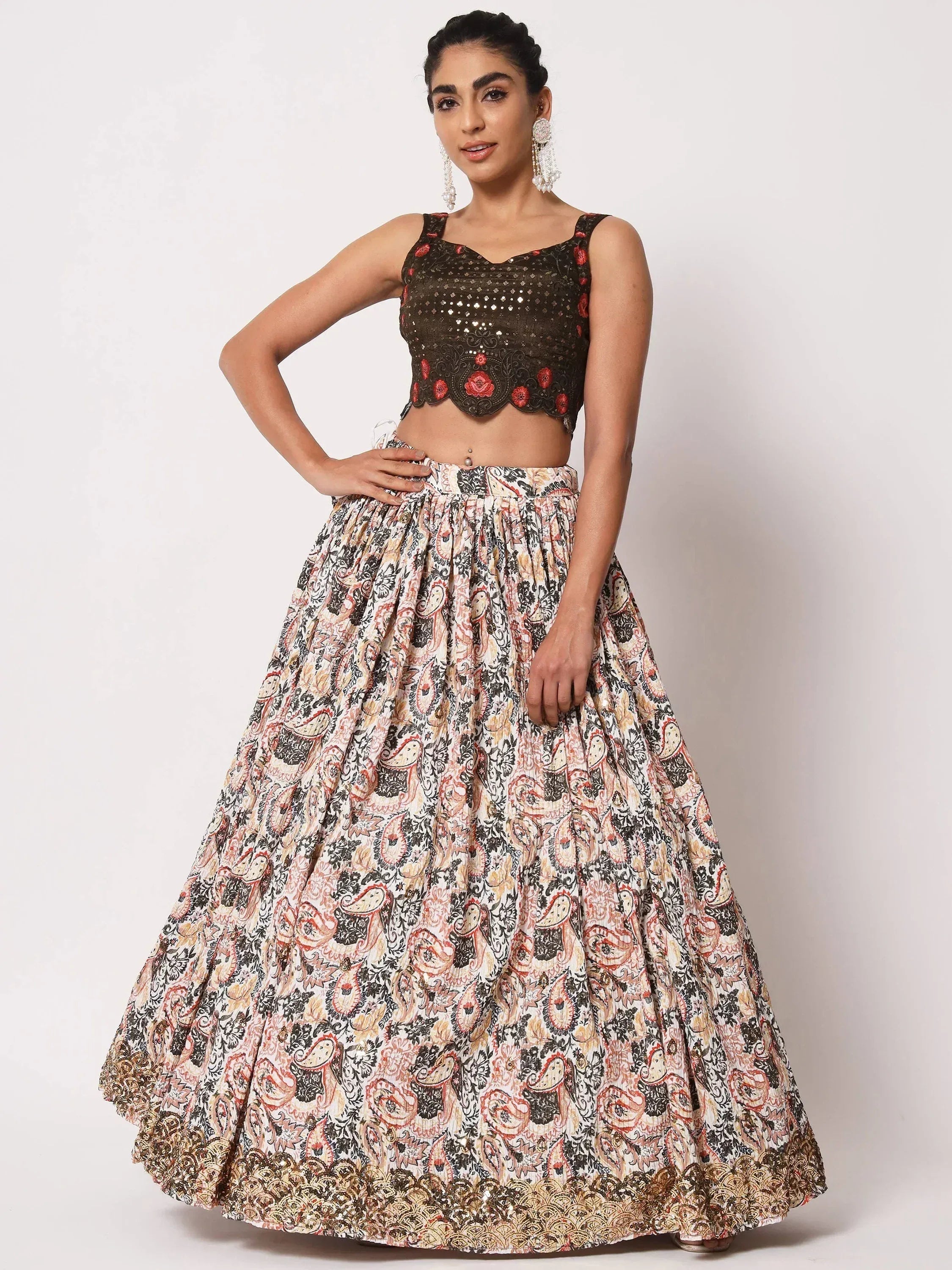 Pretty White Art Silk Printed Fancy Party Lehenga Choli