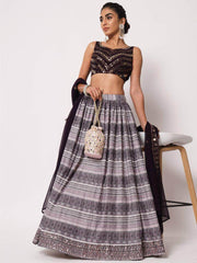 Splendid Purple Printed Art Silk Festive Lehenga Choli