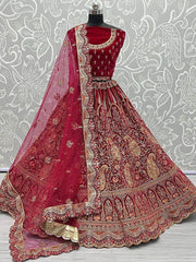 Brilliant Rani Pink Heavy Embroidered Bridal Lehenga Choli With Dupatta