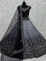 Sassy Black Zircon Daimond Net Cocktail Party Lehenga Choli