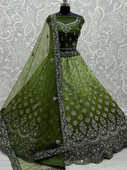 Wonderful Green Dori Work Net Wedding Wear Lehenga Choli