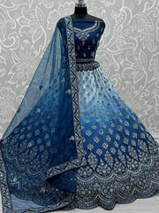 Marvellous Blue Sequined Net Reception Lehenga Choli