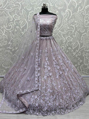 Captivating Lavender Zircon Diamond Work Net Lehenga Choli