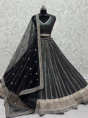 Alluring Black Sequence Embroidered Georgette Lehenga Choli